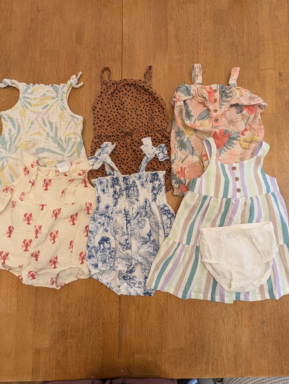 Baby Girl Rompers and Dress Bundle 6-9/9 months